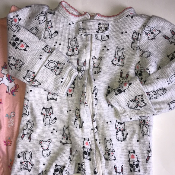 Newborn Baby Girl Footies Sleepers 3 pack bundle lot - Picture 2 of 12